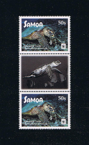 2016 Samoa WWF Hawksbill Turtle Gutter Pairs with Grayscale Image [4]