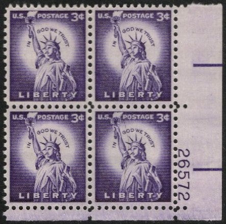 # 1035c (1954) Statue of Liberty, Dry - PB, LR #27272, XF MNH