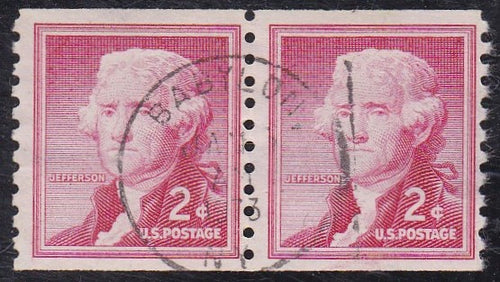 # 1055b (1968) Jefferson, Small Holes, Tagged - Coil pr, Used