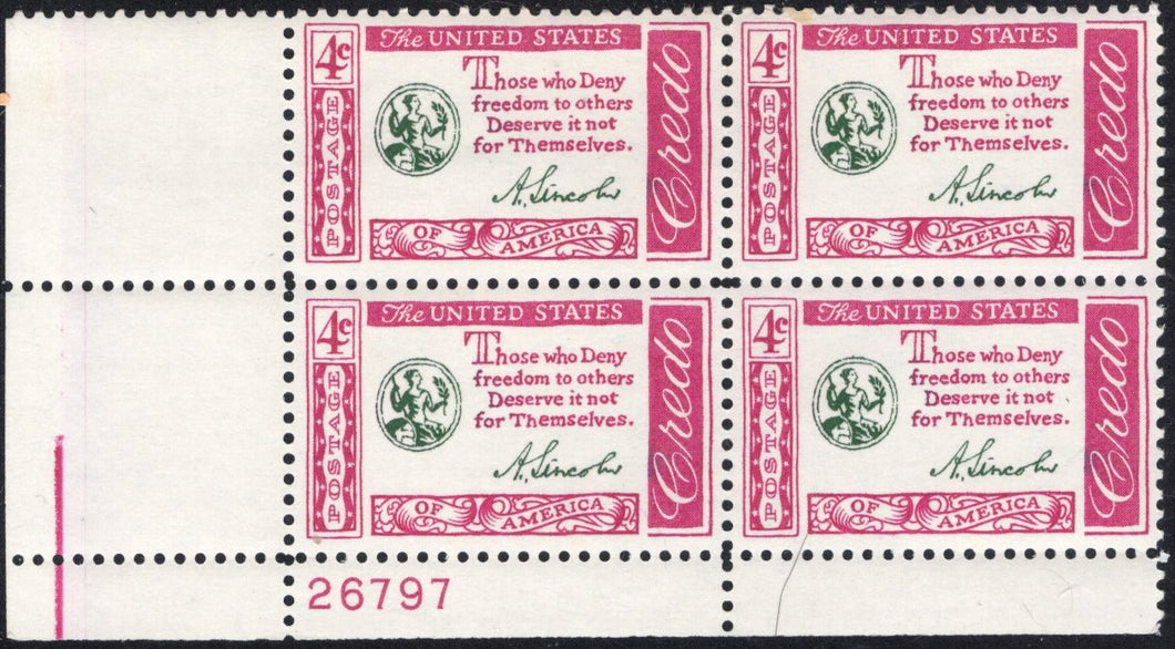 # 1143 (1960) Lincoln Quote - PB, LL #26797, MNH