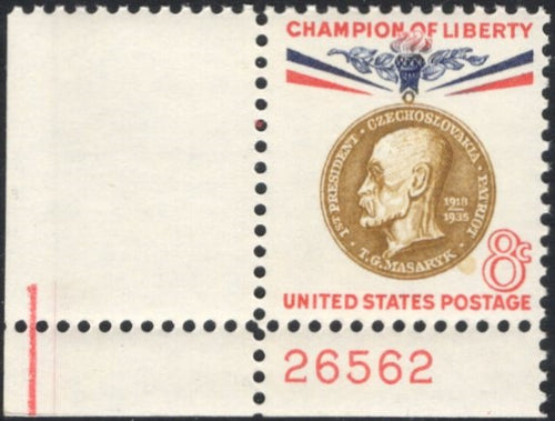 # 1148 (1960) Masaryk - Plt sgl, LL #26562, MNH