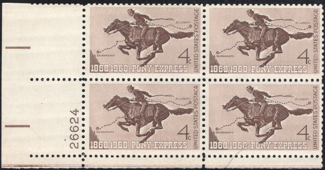 # 1154 (1960) Pony Express - PB, LL #26624, MNH