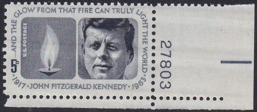 # 1246 (1964) JFK - Plt sgl, LR #27803, MNH