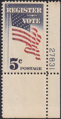 # 1249 (1964) Vote! - Plt sgl, LR #27831, MNH