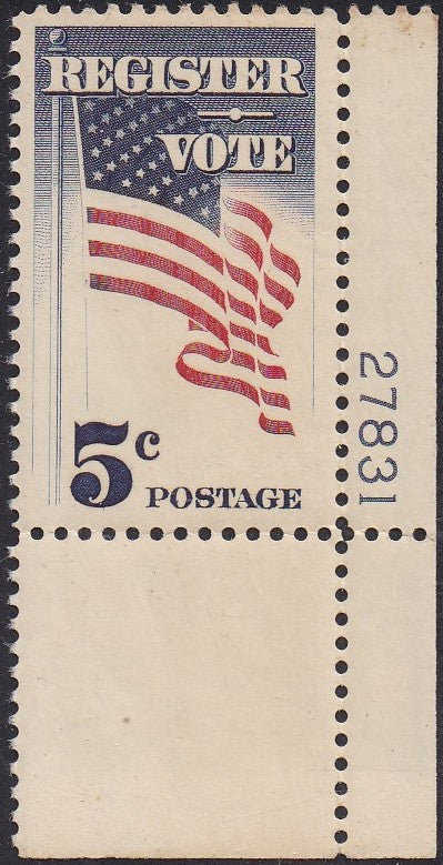 # 1249 (1964) Vote! - Plt sgl, LR #27831, MNH