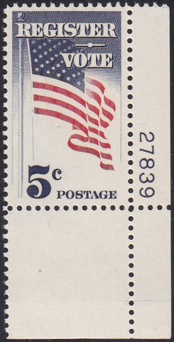 # 1249 (1964) Vote! - Plt sgl, LR #27839, MNH