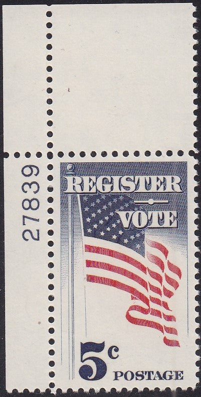 # 1249 (1964) Vote! - Plt sgl, UL #27839, MNH