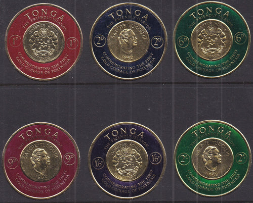 Tonga # 128-133 (1963) Foil Coins - Sgls, Set/6, MLH, MNH