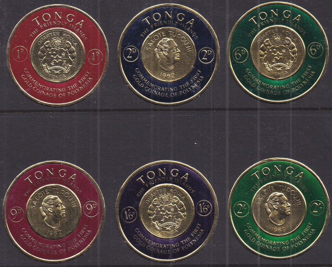 Tonga # 128-133 (1963) Foil Coins - Sgls, Set/6, MLH, MNH