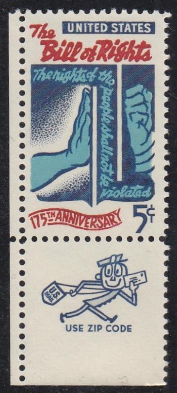 # 1312 (1966) Bill of Rights - Mr. Zip sgl, LL, MNH