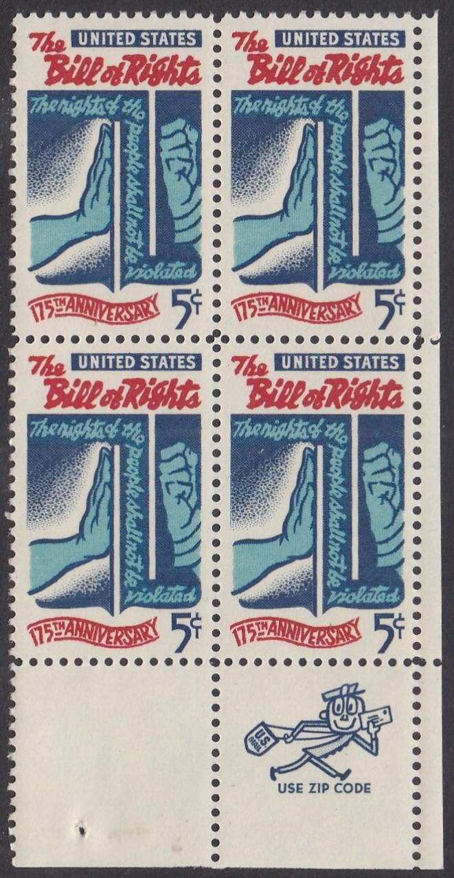 # 1312 (1966) Bill of Rights - Mr. Zip BK/4, LR, MNH