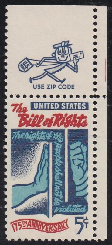 # 1312 (1966) Bill of Rights - Mr. Zip sgl, UR, MNH