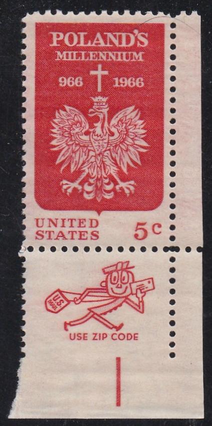 # 1313 (1966) Poland - Mr. Zip sgl, LR, MNH