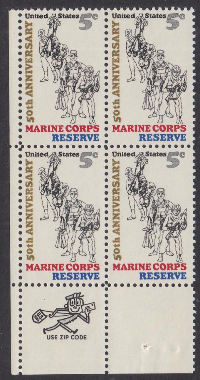 # 1315 (1966) USMC Reserve, Not tagged - Mr. Zip BK/4, LL, XF MNH