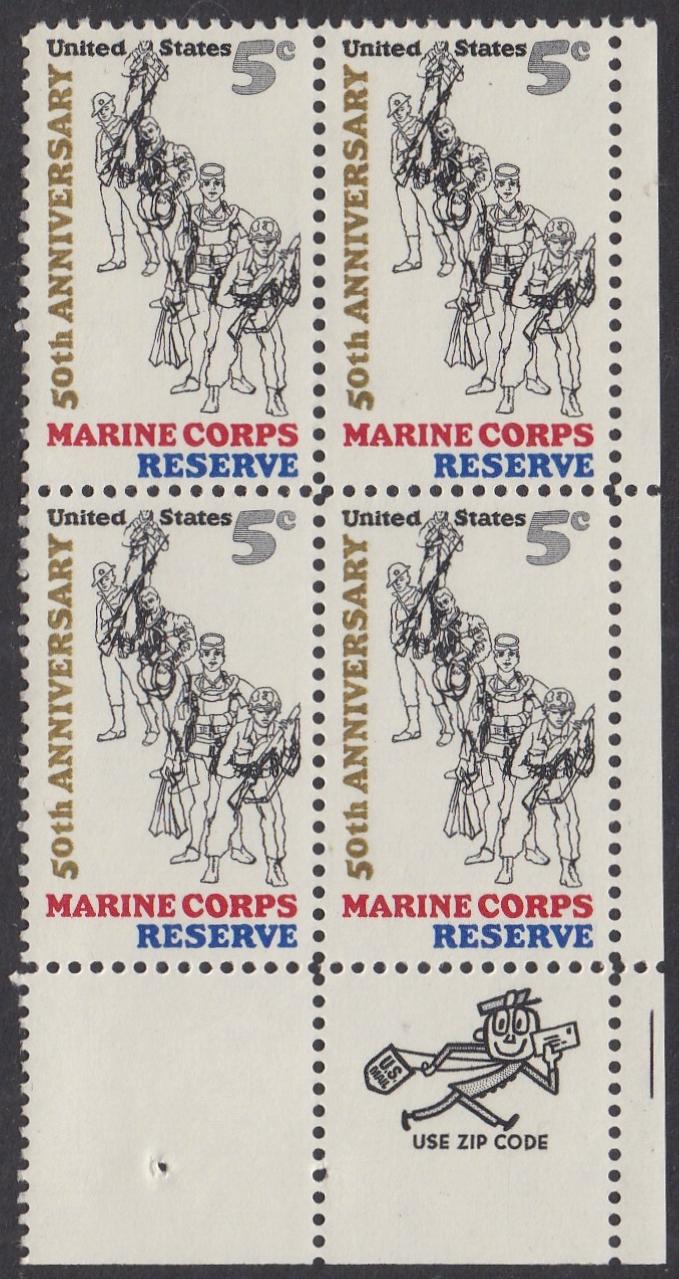 # 1315 (1966) USMC Reserve, Not tagged - Mr. Zip BK/4, LR, MNH
