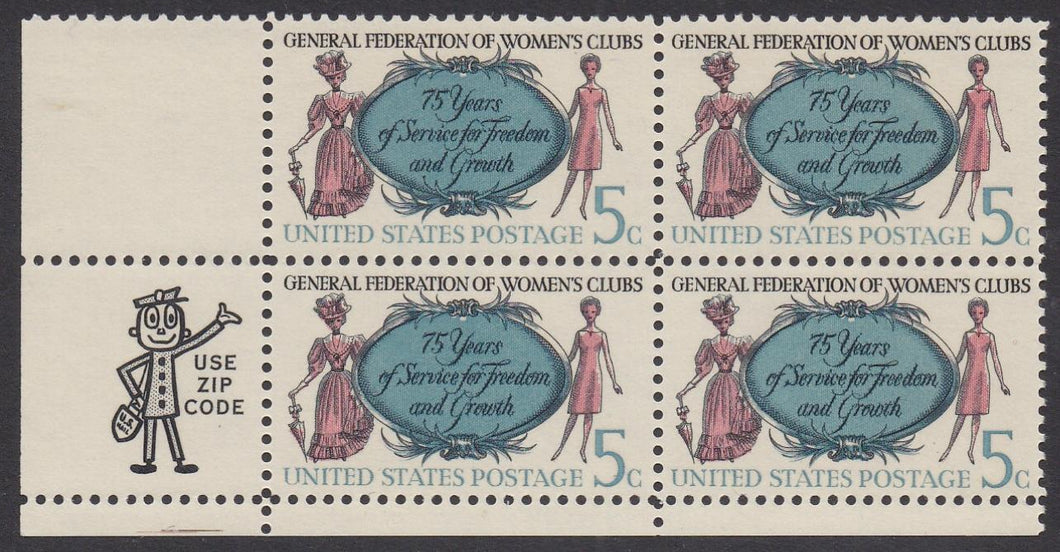 # 1316 (1966) Womens Clubs, Not tagged - MR. Zip BK/4, LL, MNH