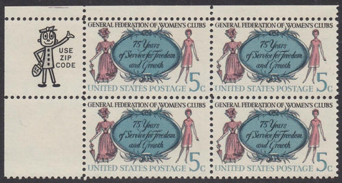 # 1316 (1966) Womens Clubs, Not tagged - Mr. Zip BK/4, UL, MNH