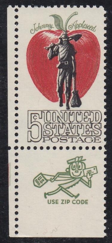 # 1317 (1966) Appleseed, Not tagged - Mr. Zip sgl, LL, MNH