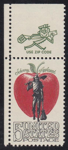 # 1317a (1966) Appleseed, Tagged - Mr. Zip sgl, UL, MNH