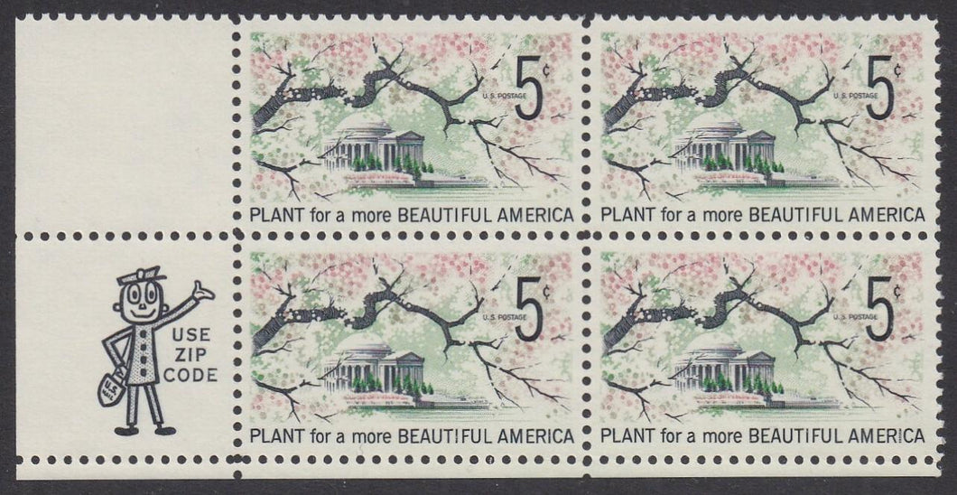 # 1318 (1966) Beautification, Not tagged - Mr. Zip BK/4, LL, MNH