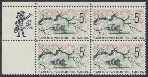 # 1318 (1966) Beautification, Not tagged - Mr. Zip BK/4, UL, MNH