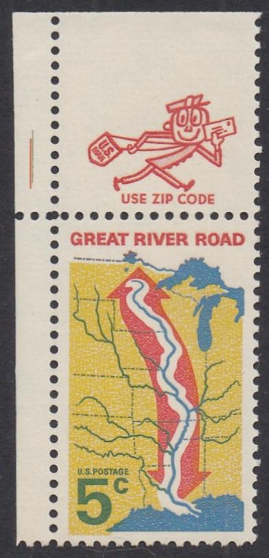 # 1319 (1966) River Road, Not tagged - Mr. Zip sgl, UL, MNH