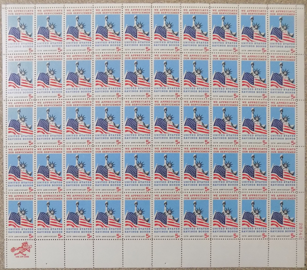 # 1320 (1966) Savings Bonds - Pane, MNH, AT FACE