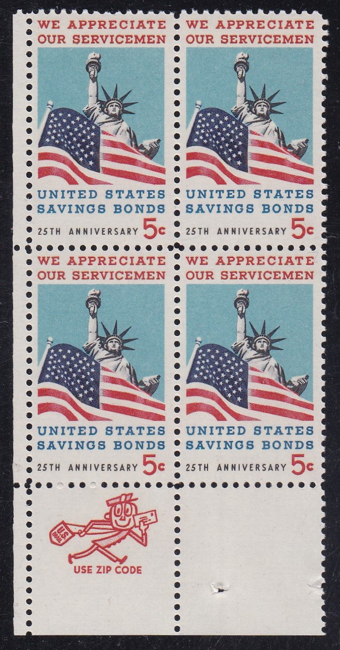 # 1320 (1966) Savings Bonds, Not tagged - Mr. Zip BK/4, LL, MNH