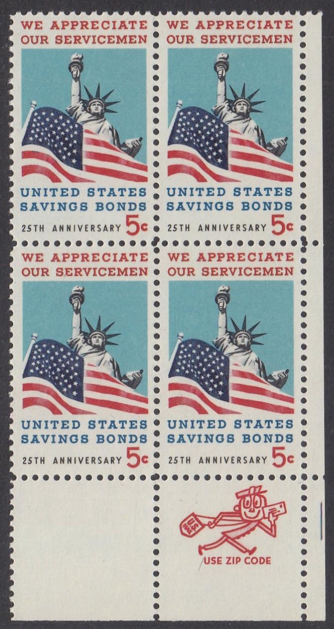 # 1320 (1966) Savings Bonds, Not tagged - Mr. Zip BK/4, LR, MNH