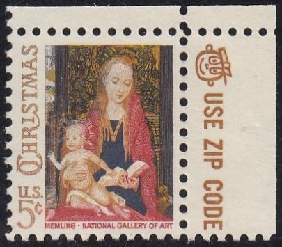 # 1321 (1966) Madonna & Child, Tagged - Mr. Zip sgl, UR, MNH