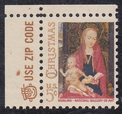 # 1321a (1966) Madonna & Child, Tagged - Mr. Zip sgl, UL, MNH