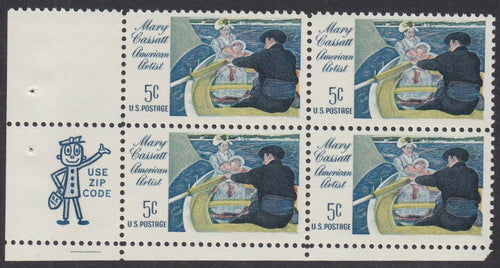 # 1322 (1966) Cassatt, Not tagged - Mr. Zip BK/4, LL, MNH