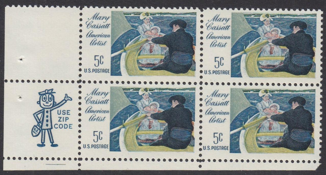 # 1322 (1966) Cassatt, Not tagged - Mr. Zip BK/4, LL, MNH