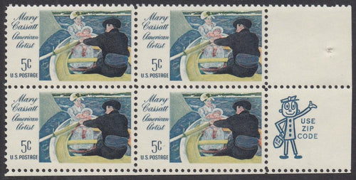 # 1322 (1966) Cassatt, Not tagged - Mr. Zip BK/4, LR, MNH