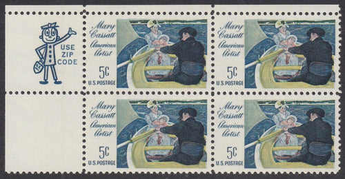 # 1322 (1966) Cassatt, Not tagged - Mr. Zip BK/4, UL, MNH