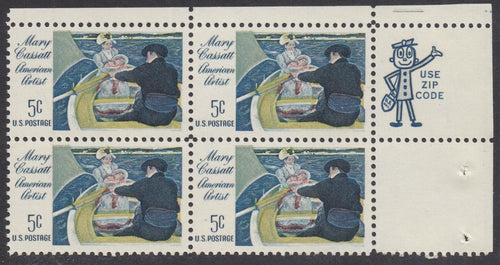 # 1322 (1966) Cassatt, Not tagged - Mr. Zip BK/4, UR, MNH