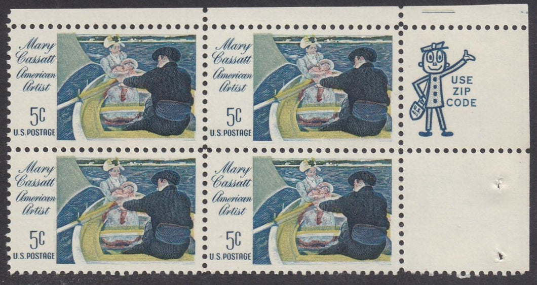 # 1322 (1966) Cassatt, Not tagged - Mr. Zip BK/4, UR, MNH
