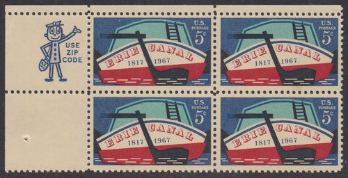 # 1325 (1967) Erie Canal - Mr. Zip, BK/4, UL, MNH