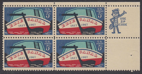 # 1325 (1967) Erie Canal - Mr. Zip, BK/4, UR, MNH