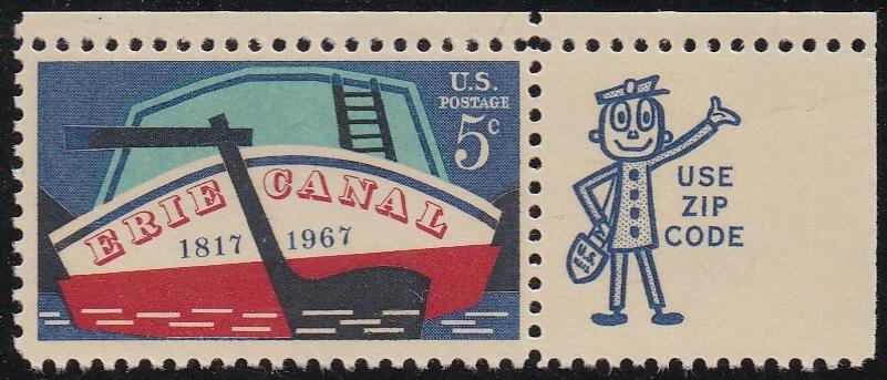 # 1325 (1967) Erie Canal - Mr. Zip, Sgl, UR, MNH