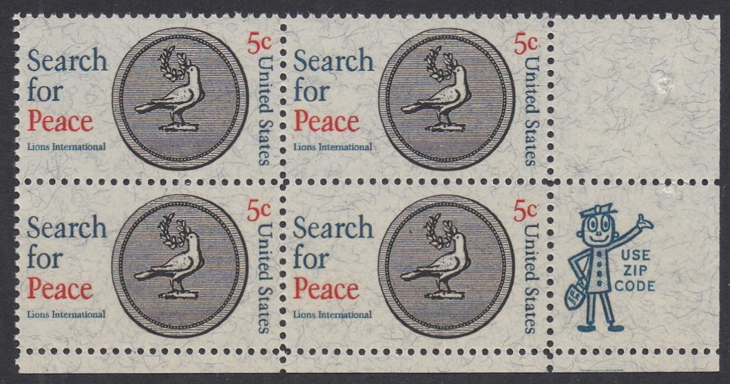 # 1326 (1967) Peace - Mr. Zip, BK/4, LR, MNH