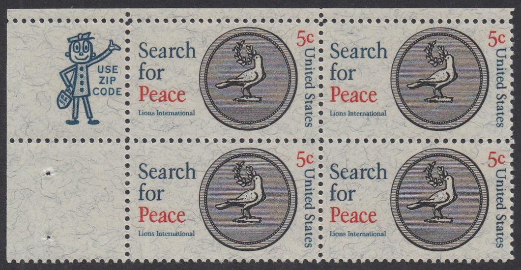 # 1326 (1967) Peace - Mr. Zip, BK/4, UL, MNH