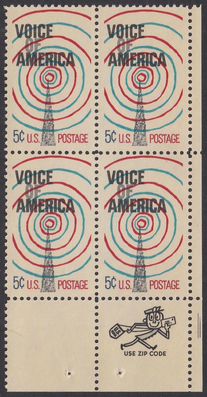 # 1329 (1967) Voice of America - Mr. Zip, BK/4, LR, MNH