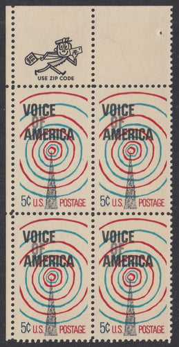 # 1329 (1967) Voice of America - Mr. Zip, BK/4, UL, MNH