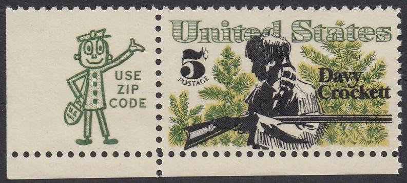 # 1330 (1967) Crockett - Mr. Zip, Sgl, LL, MNH