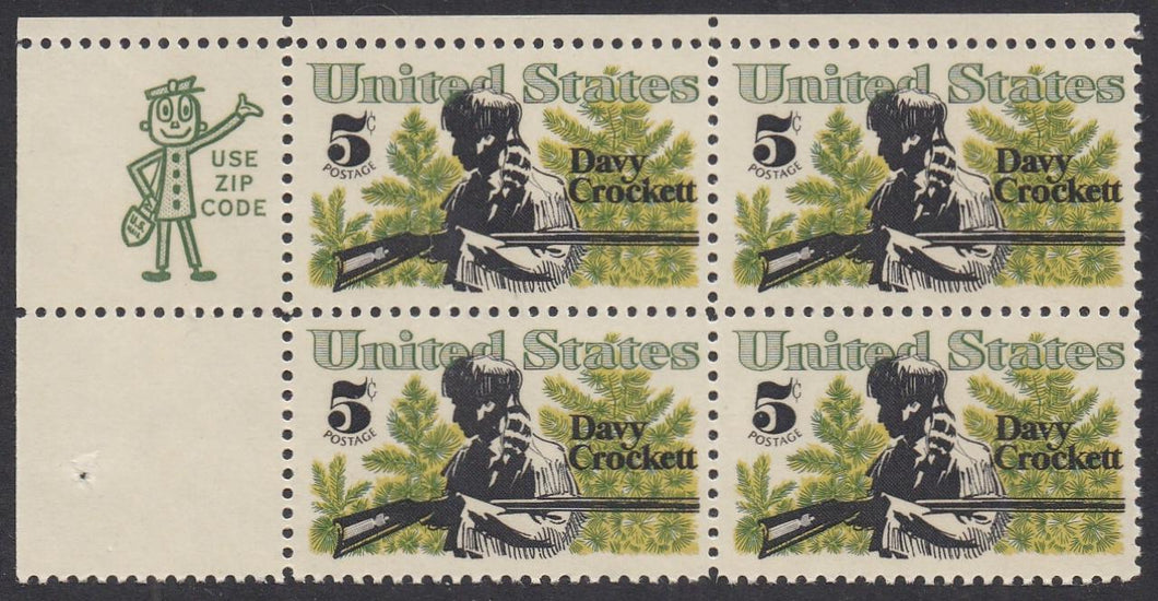 # 1330 (1967) Crockett - Mr. Zip, BK/4, UL, MNH