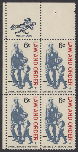 # 1343 (1968) Law & Order - Mr. Zip, BK/4, UL, MNH