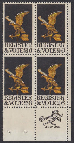 # 1344 (1968) Vote - Mr. Zip, BK/4, LR, MNH