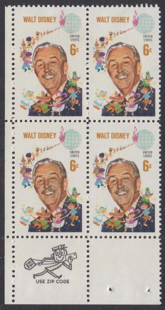 # 1355 (1968) Disney - Mr. Zip, BK/4, LL, XF MNH