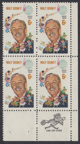 # 1355 (1968) Disney - Mr. Zip, BK/4, LR, MNH